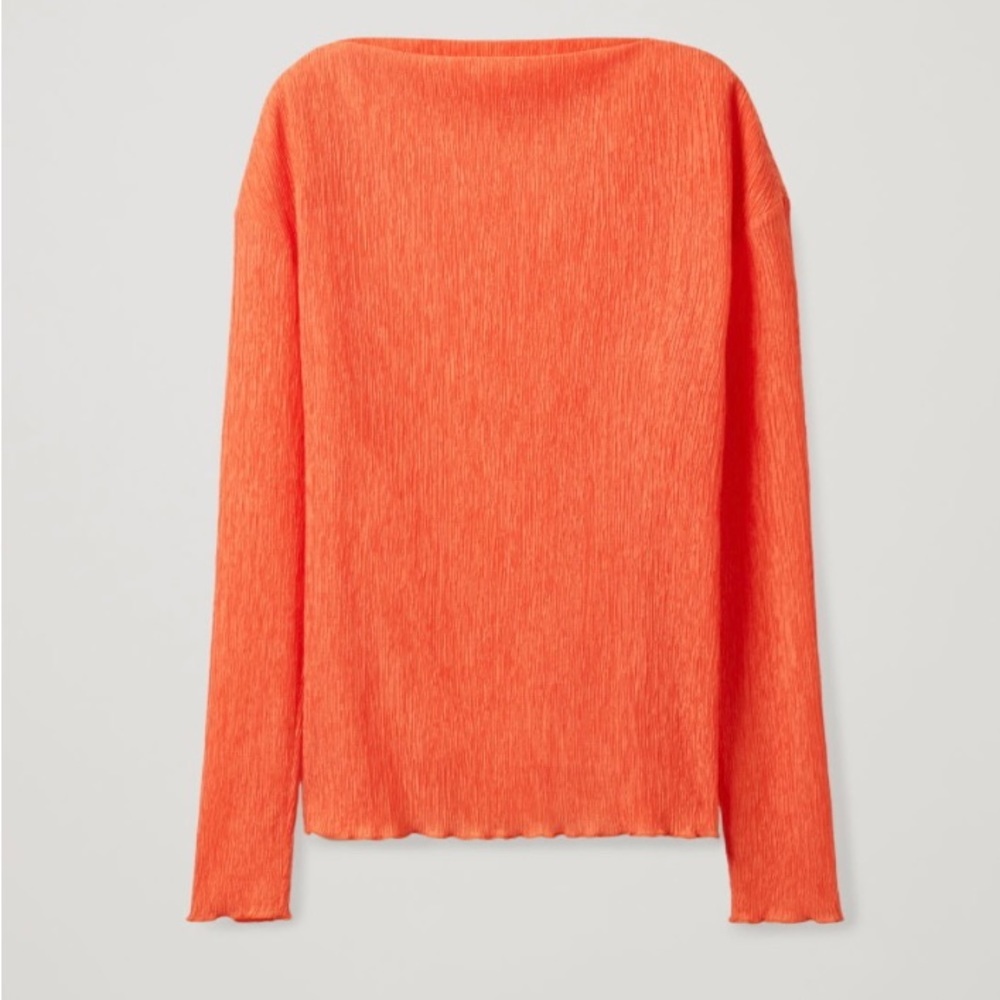 NWT COS Orange Pleated Long Sleeve Top – Size M